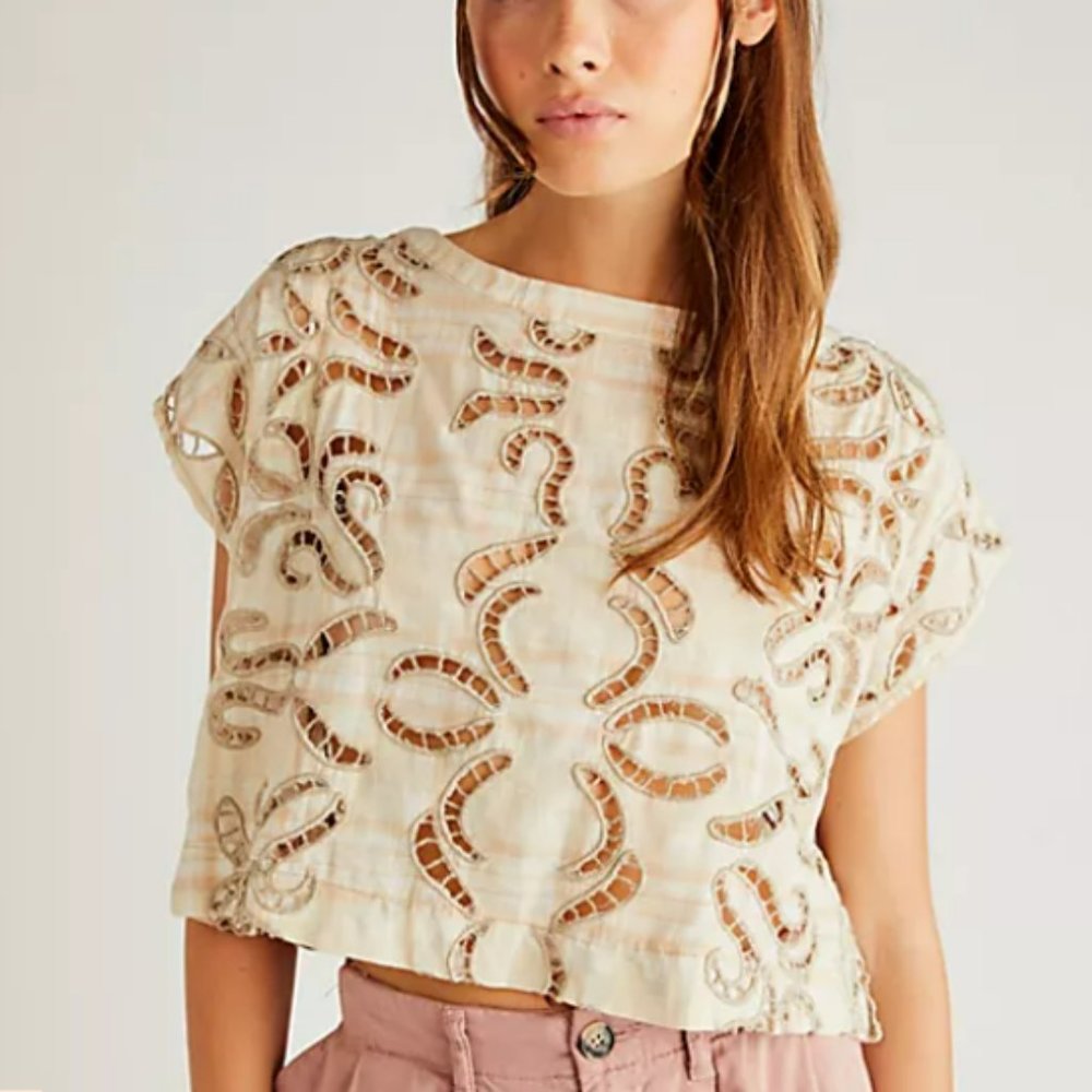 Free People I Shoreline Cutwork Tee